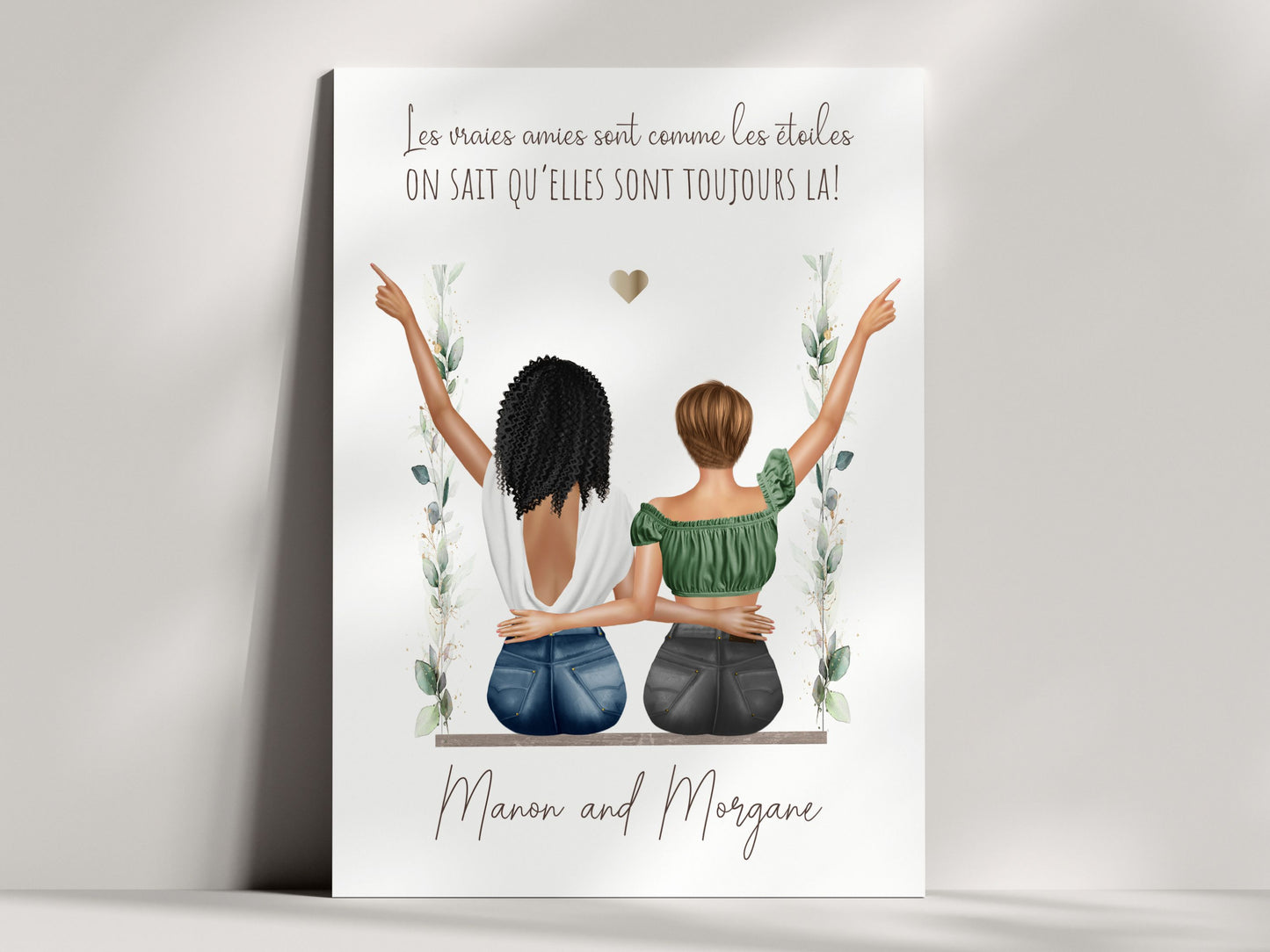Affiche personnalisée meilleures amies de dos - cadeau personnalisé pour une amie  Ma boutique