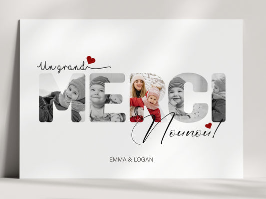 Affiche personnalisée "Merci nounou" - Cadeau pour une nounou  NinsPetitspapiers
