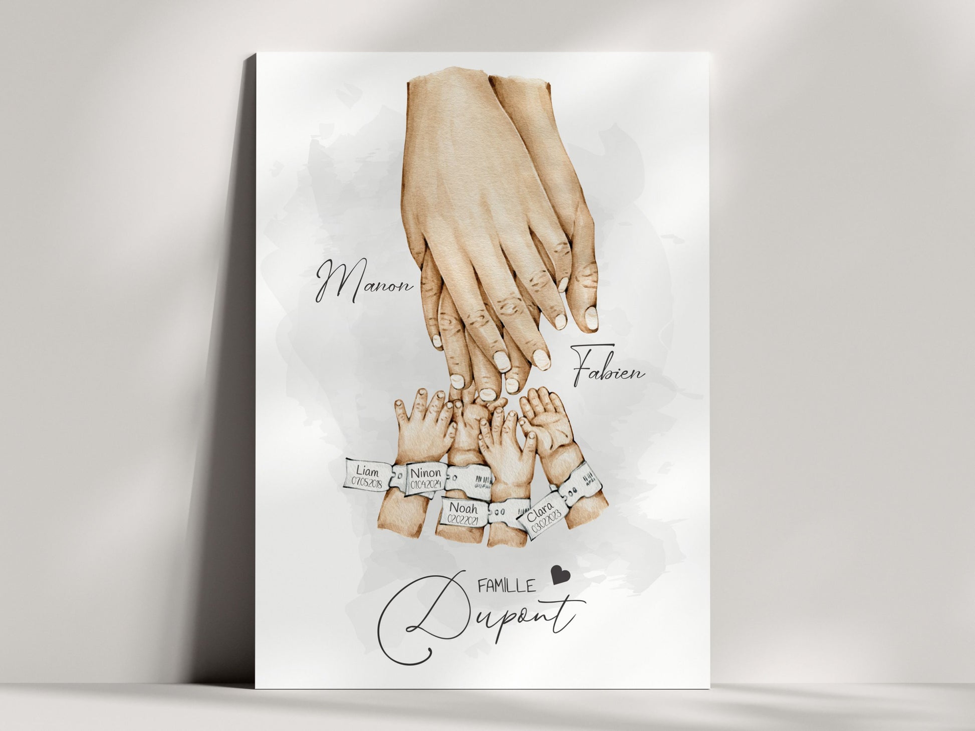 AFFICHE PERSONNALISÉE - UNION DE LA FAMILLE - 1 a 5 ENFANTS  Nins Petits Papiers