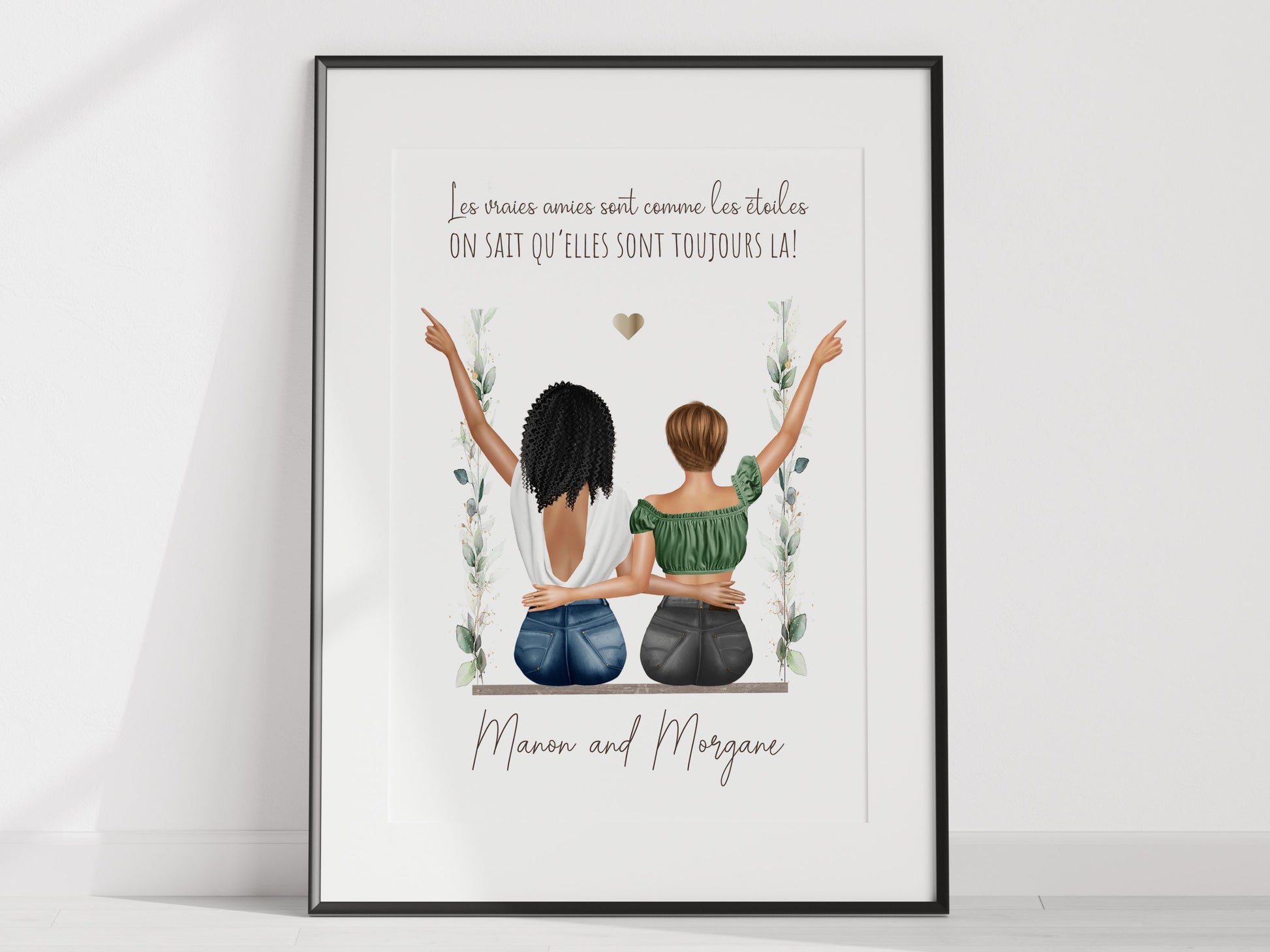 Affiche personnalisée meilleures amies de dos - cadeau personnalisé pour une amie  Ma boutique