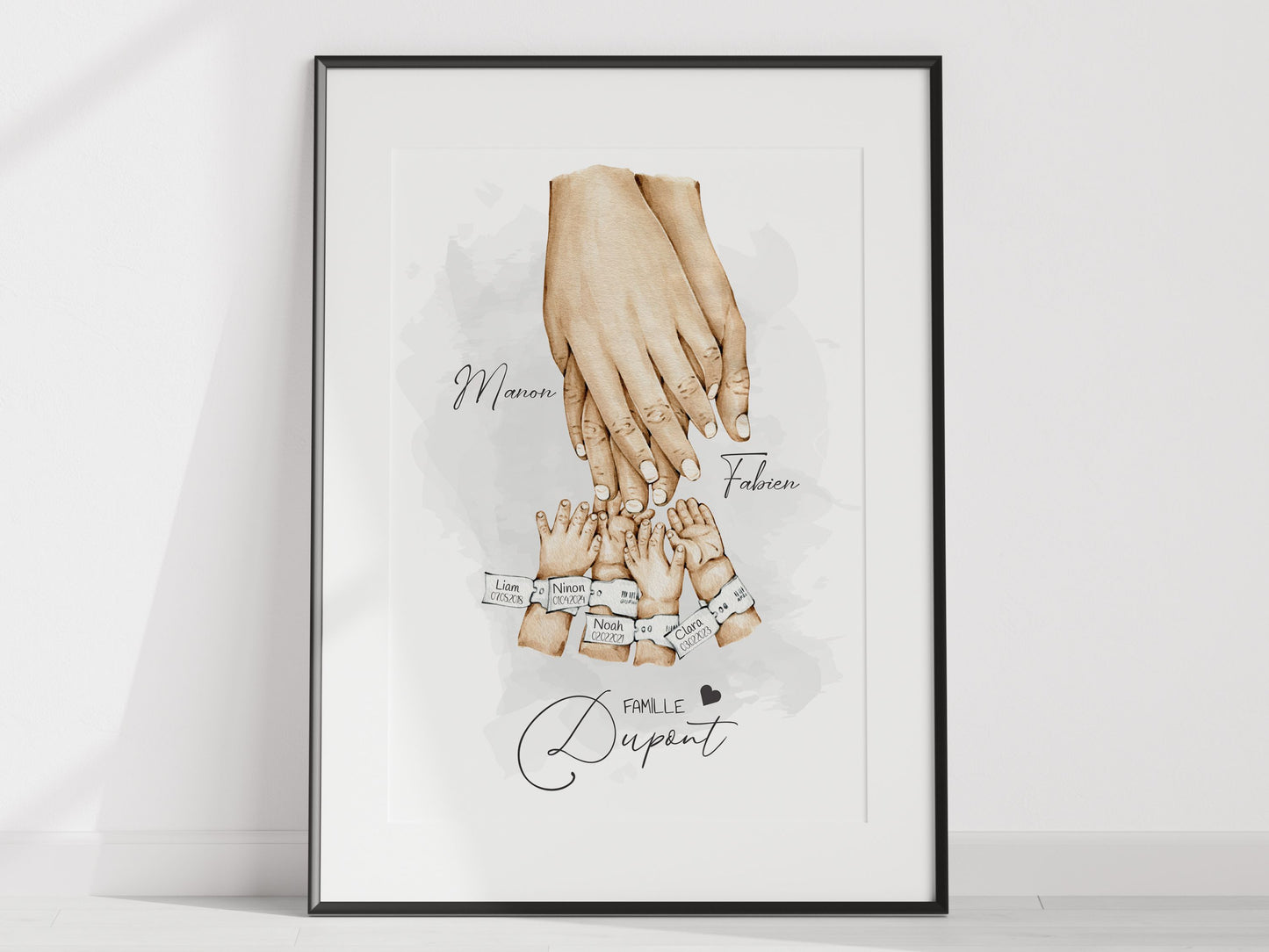 AFFICHE PERSONNALISÉE - UNION DE LA FAMILLE - 1 a 5 ENFANTS Nins Petits Papiers