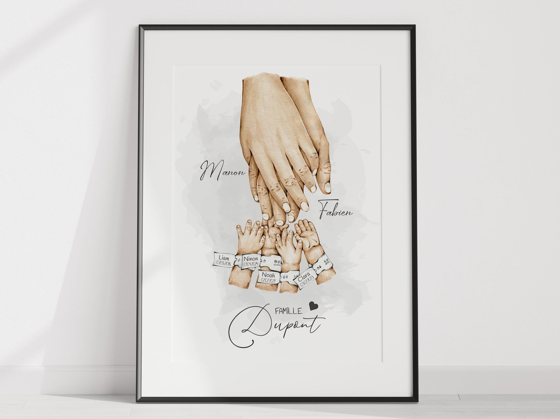 AFFICHE PERSONNALISÉE - UNION DE LA FAMILLE - 1 a 5 ENFANTS  Nins Petits Papiers