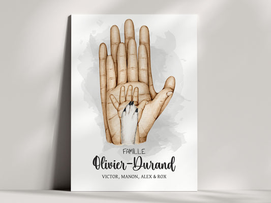 AFFICHE PERSONNALISÉE - MAINS DE LA FAMILLE  Ma boutique