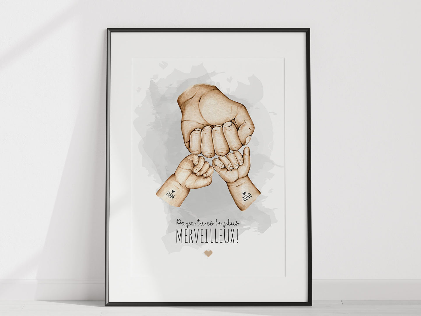Affiche Minimaliste "Main d'Homme et Enfants" - De 1 à 5 Enfants