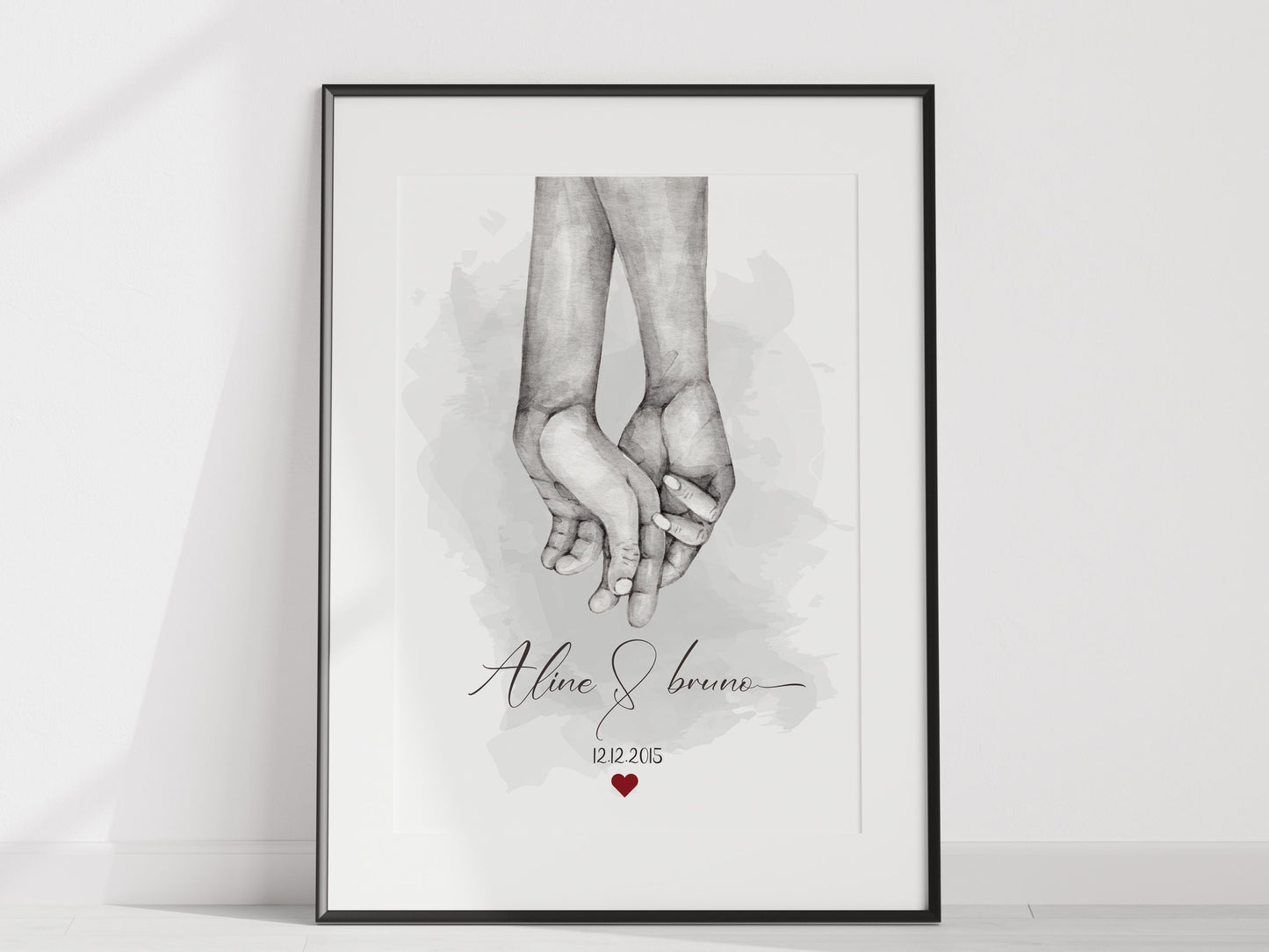 Affiche Couple Personnalisée – 2 Mains Enlacées