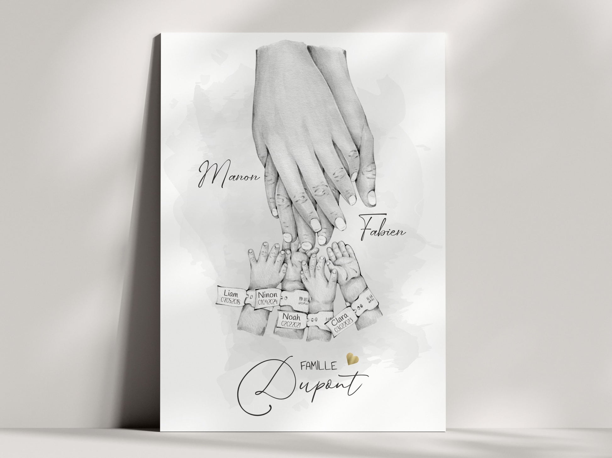 AFFICHE PERSONNALISÉE - UNION DE LA FAMILLE - 1 a 5 ENFANTS  Ma boutique