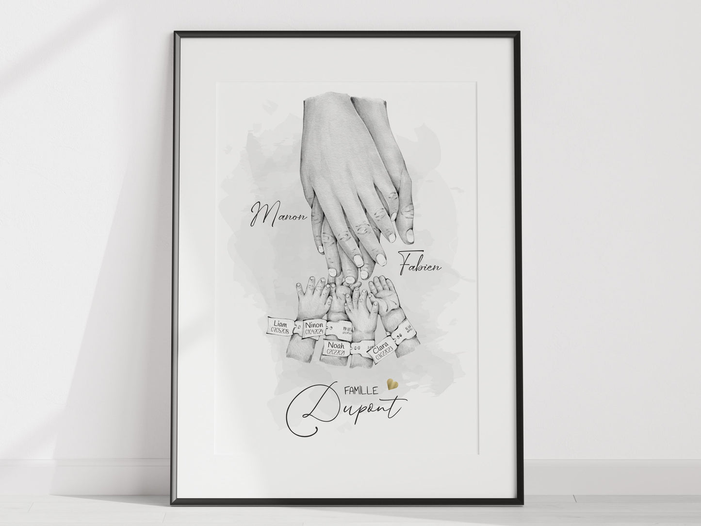 AFFICHE PERSONNALISÉE - UNION DE LA FAMILLE - 1 a 5 ENFANTS Ma boutique