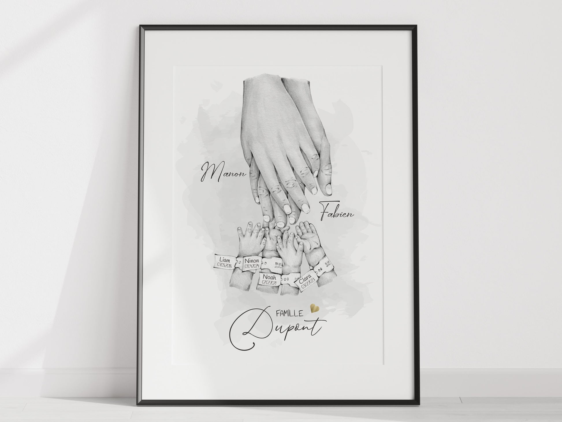 AFFICHE PERSONNALISÉE - UNION DE LA FAMILLE - 1 a 5 ENFANTS  Ma boutique