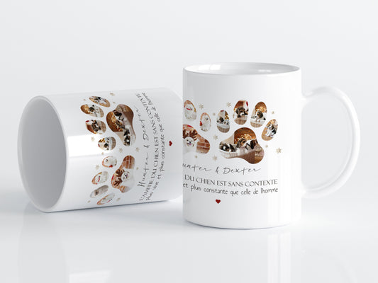 Mug Personnalisé - Pattes de Chien ou de Chat avec Photos - Cadeau personnalisé pour les Amoureux des Animaux