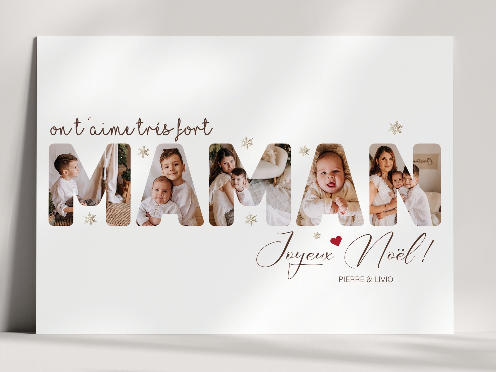 Affiche Personnalisée "Maman" Décor de Noël - Intégrez 5 Photos Personnelles  NinsPetitspapiers
