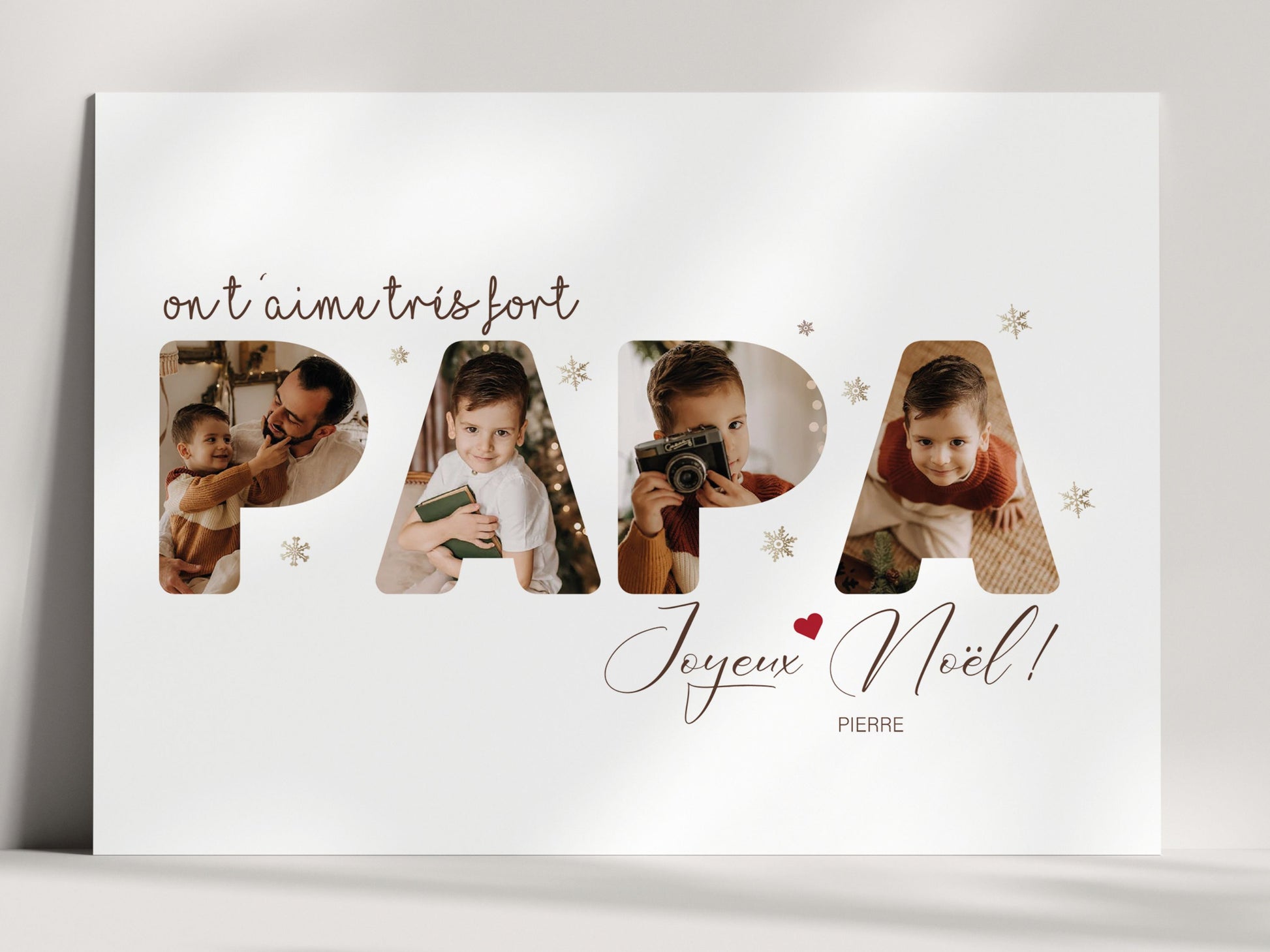 Affiche Personnalisée "Papa" Décor de Noël - Intégrez 5 Photos Personnelles  NinsPetitspapiers