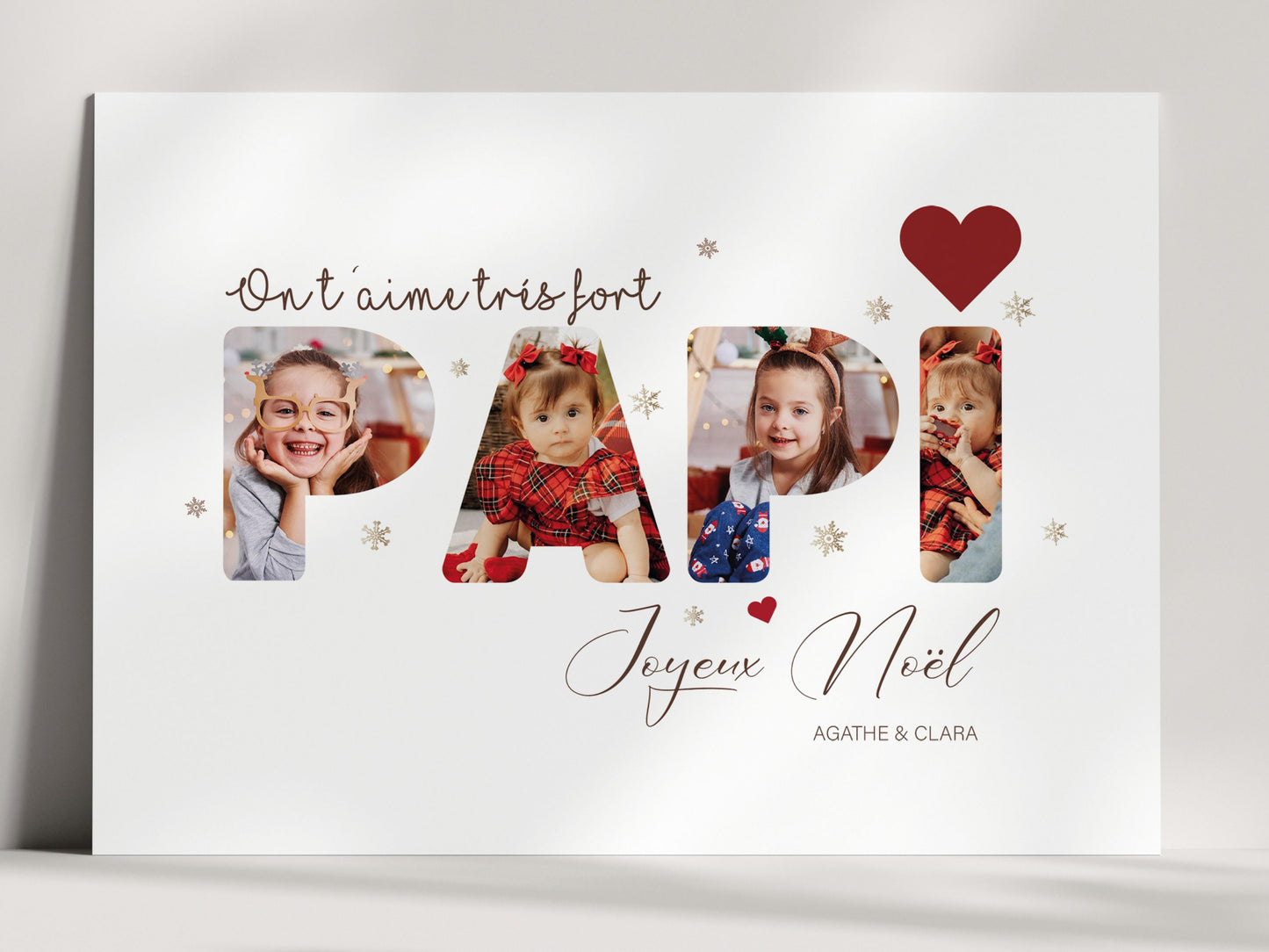 Affiche Personnalisée "Papi" Décor de Noël - Intégrez 5 Photos Personnelles NinsPetitspapiers