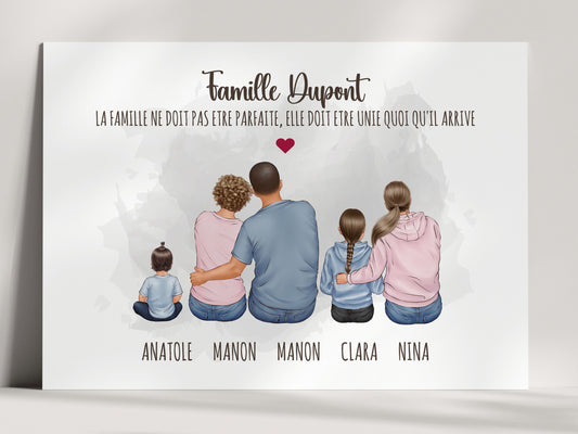 Affiche personnalisée famille de dos - Idée cadeau de Noël à personnaliser  NinsPetitspapiers