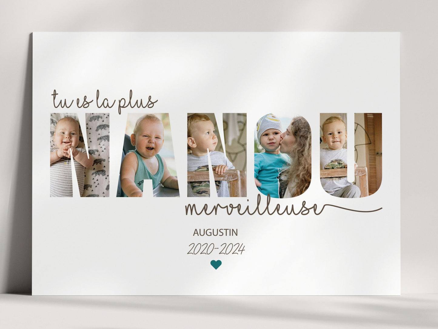 Affiche personnalisée « mot Nanou » avec vos photos - Cadeau unique NinsPetitspapiers