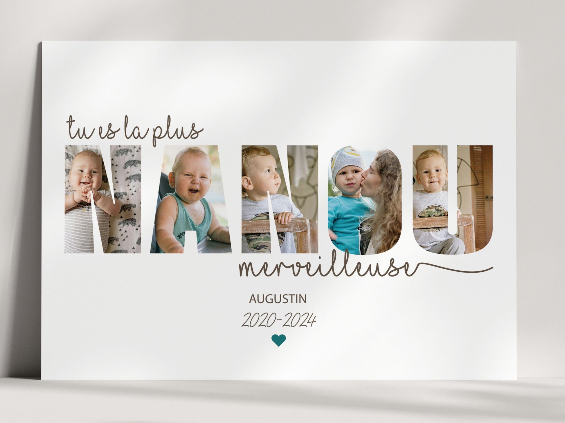 Affiche personnalisée « mot Nanou » avec vos photos - Cadeau unique  NinsPetitspapiers