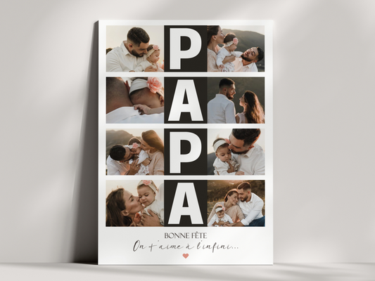 Affiche personnalisée "Papa" avec 8 photos – Cadeau pour Anniversaire ou Fête des Pères  NinsPetitspapiers