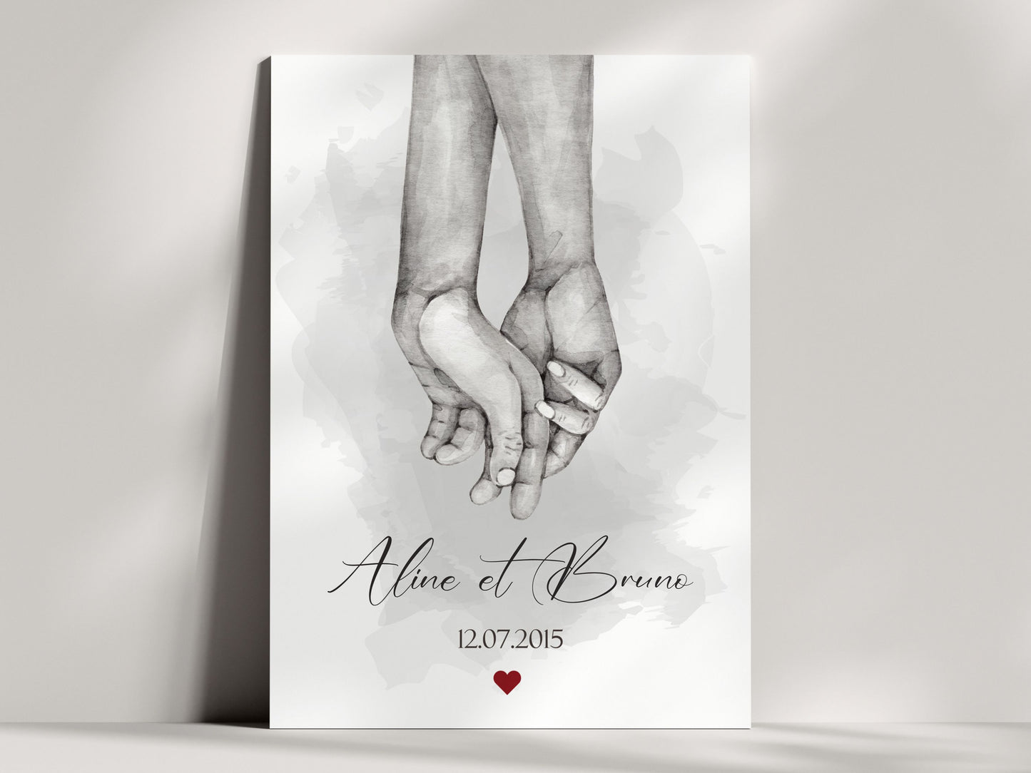 Affiche Couple Personnalisée – 2 Mains Enlacées