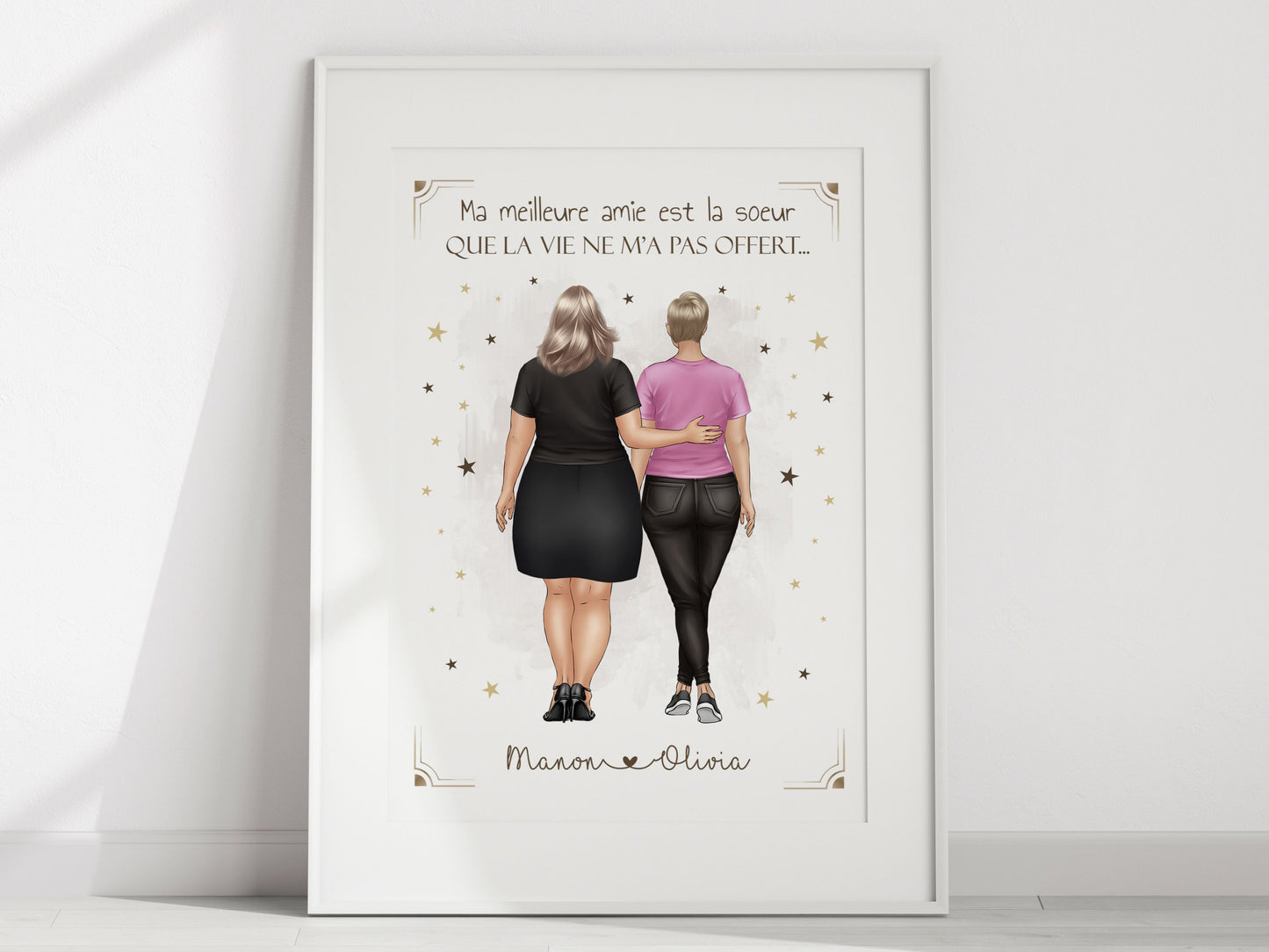 Affiche Personnalisable : Deux ou Trois Meilleures Amies - Vue de Dos NinsPetitspapiers