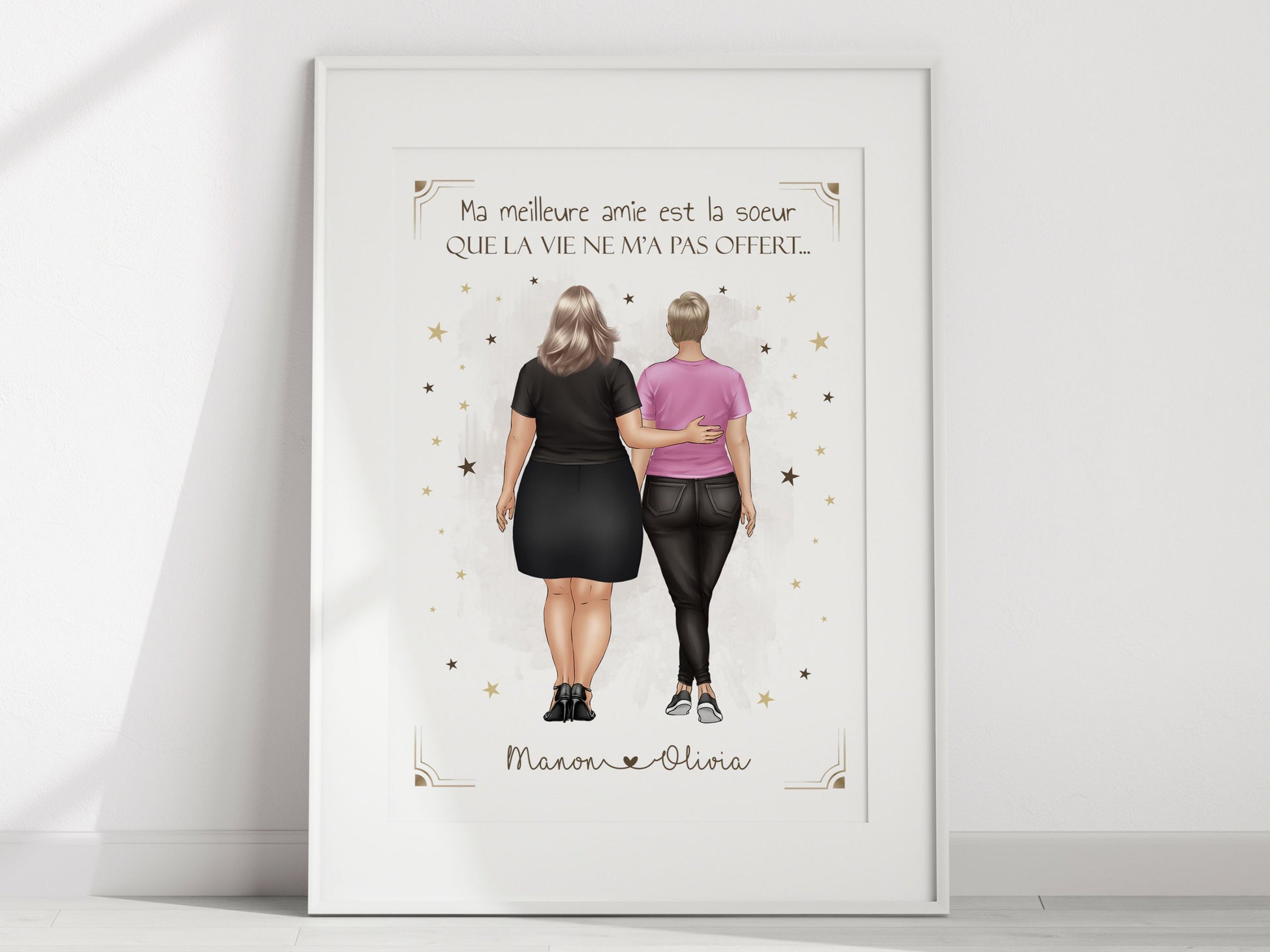 Affiche Personnalisable : Deux ou Trois Meilleures Amies - Vue de Dos  NinsPetitspapiers