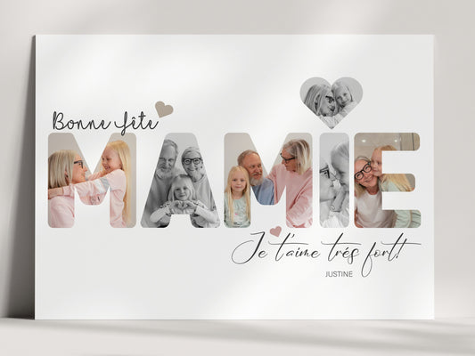 Affiche personnalisée mamie - Mot mamie en photos