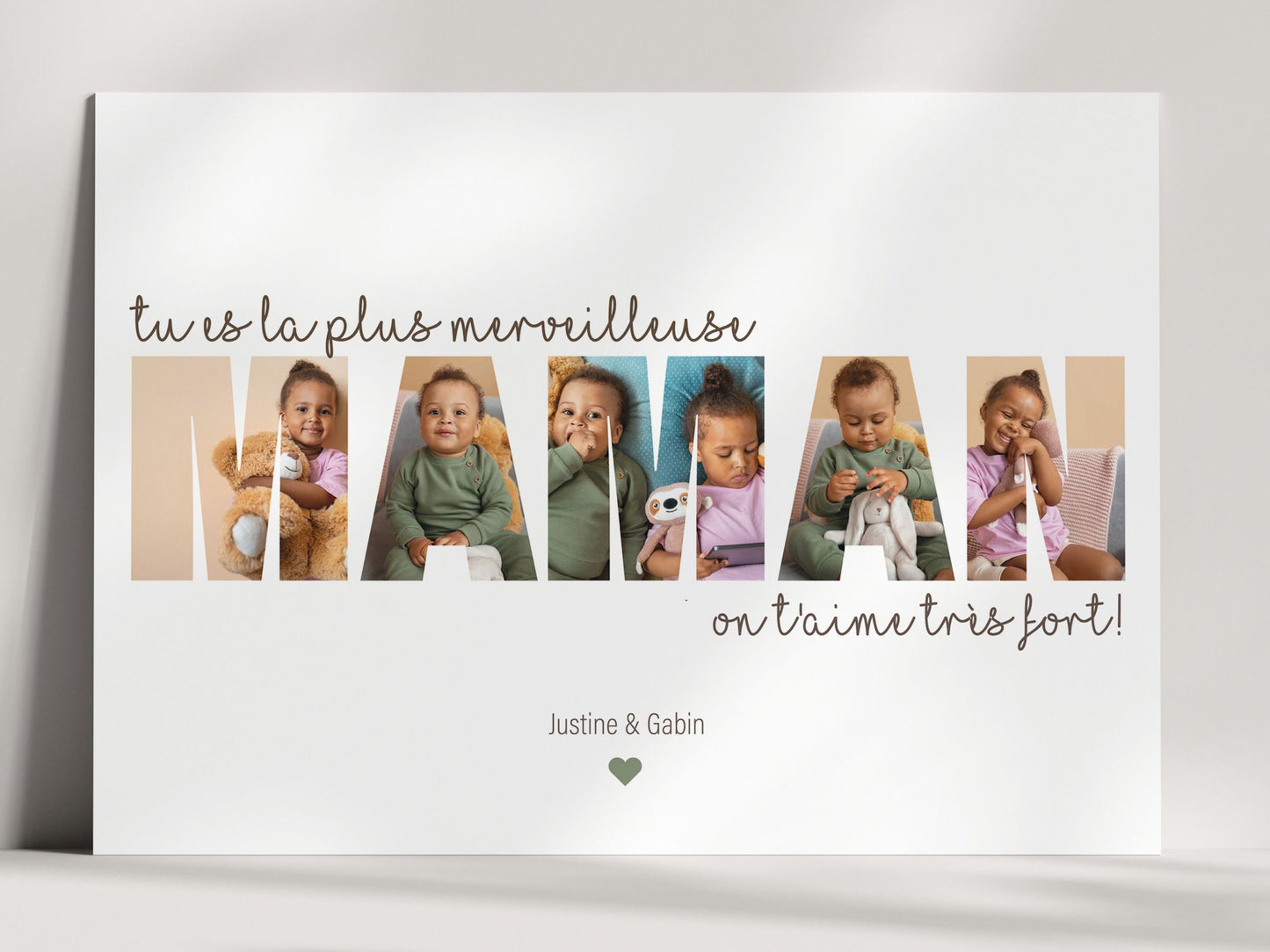 Affiche personnalisée "mot maman" avec vos photos personnelles Ma boutique
