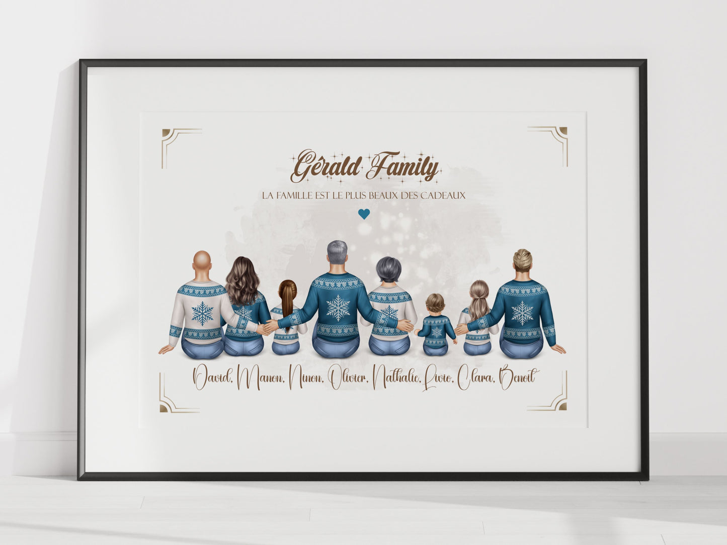 Affiche Personnalisée Famille Noël - Créez Votre Portrait de Famille Unique pour Noël - 3 à 8 personnes NinsPetitspapiers