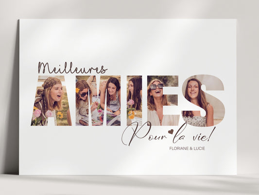 AFFICHE PERSONNALISÉE - AMIES POUR LA VIE MEILLEURES AMIES  Nins Petits Papiers