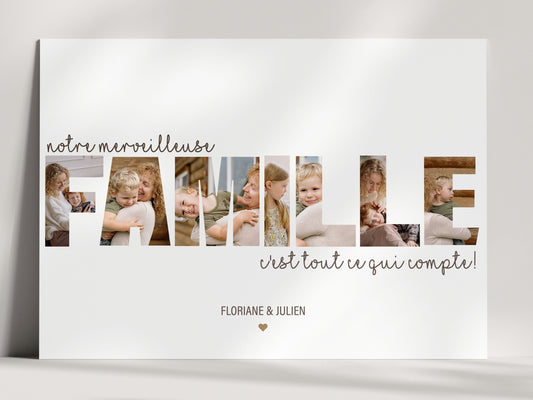 Affiche personnalisée "mot famille avec photos"  Ma boutique