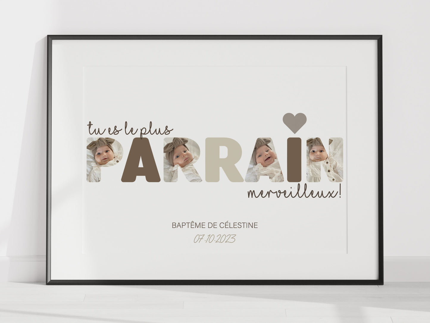 Affiche Personnalisée - Cadeau Unique pour Parrain avec Vos Photos