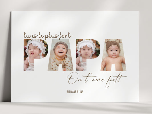 AFFICHE PERSONNALISÉE - MOT PAPA EN PHOTOS  Nins Petits Papiers