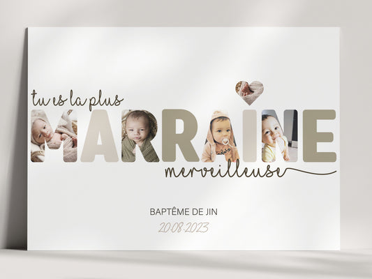 Affiche Personnalisée - Mot Marraine en Photos