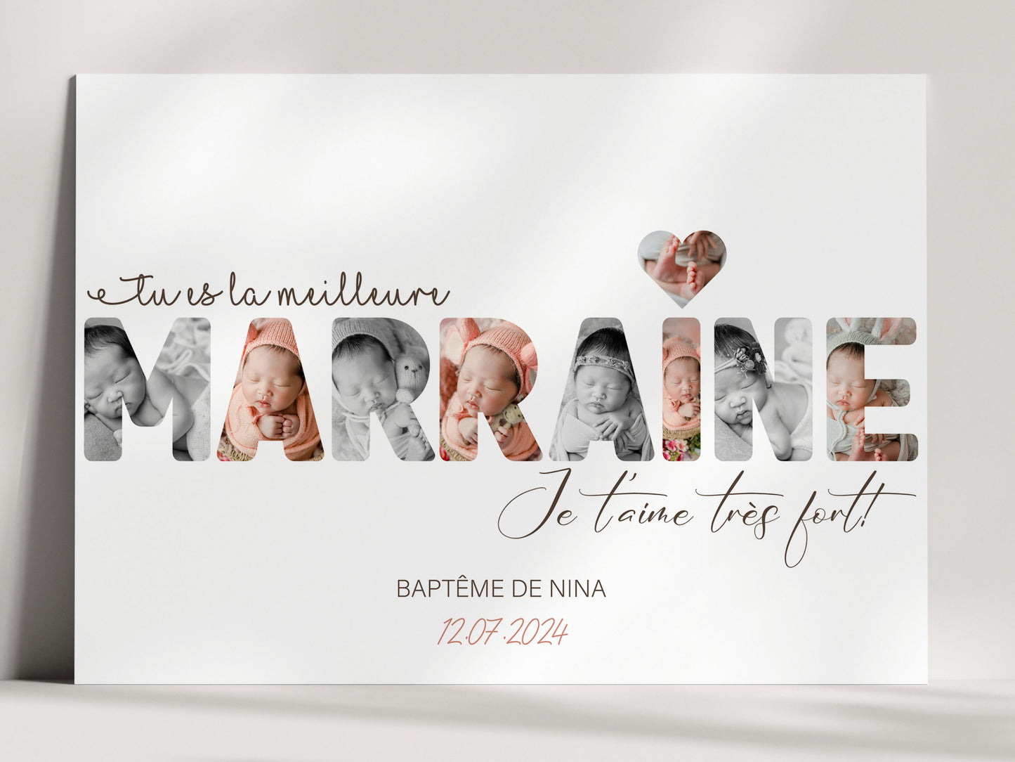 AFFICHE PERSONNALISÉE MARRAINE - CADEAU DE BAPTÊME Ma boutique