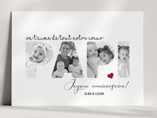 AFFICHE PERSONNALISÉE - MOT PAPI AVEC PHOTOS  Ma boutique