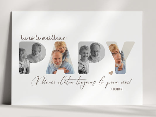 AFFICHE PERSONNALISÉE - MOT PAPY AVEC PHOTOS  Ma boutique