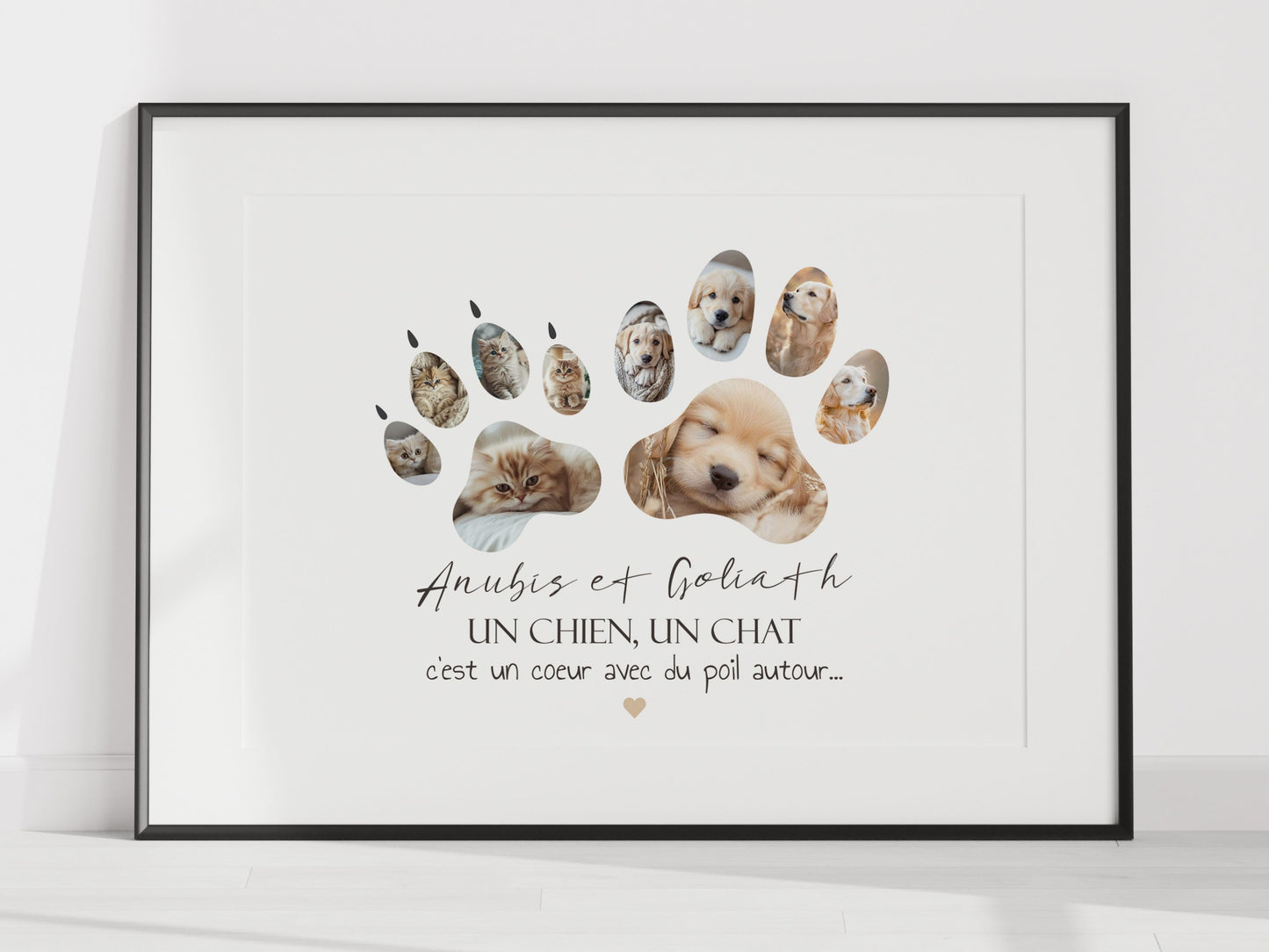 Affiche Personnalisée Pattes de Chat ou de Chien avec Photos - Souvenir Unique de Vos Compagnons NinsPetitspapiers