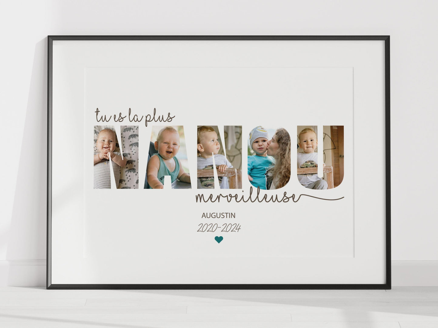 Affiche personnalisée « mot Nanou » avec vos photos - Cadeau unique NinsPetitspapiers