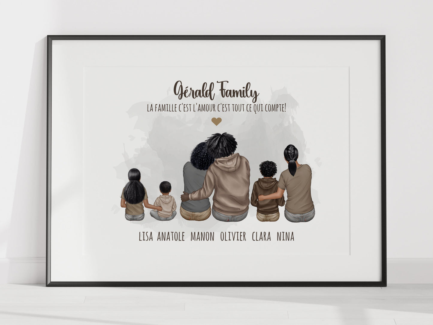 Affiche personnalisée famille de dos - Idée cadeau de Noël à personnaliser NinsPetitspapiers