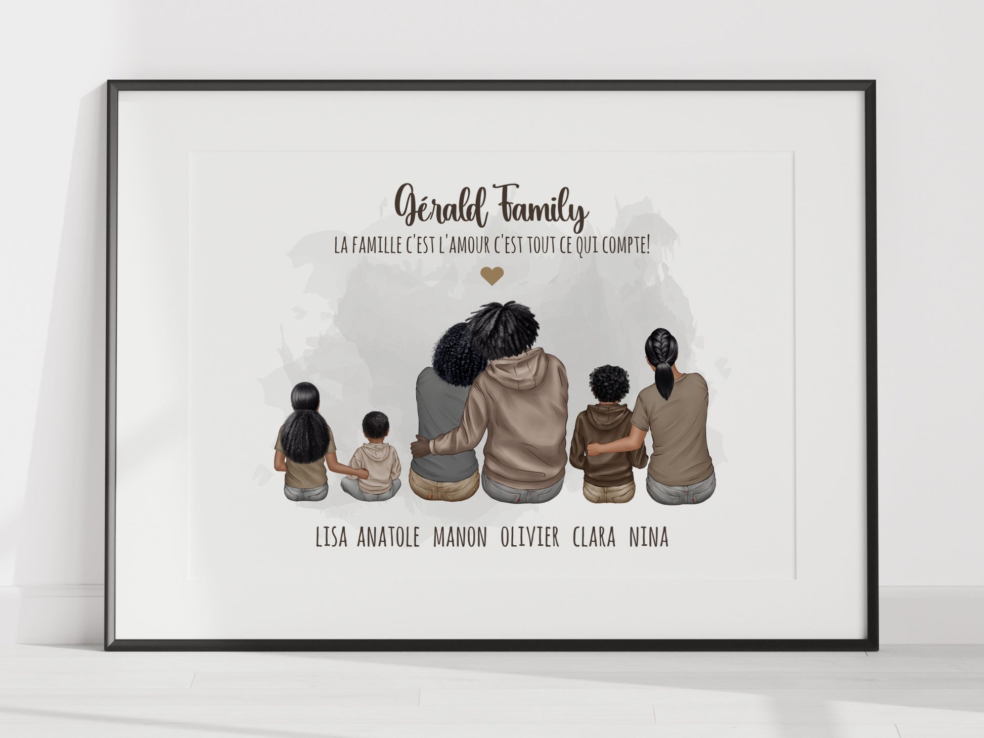 Affiche personnalisée famille de dos - Idée cadeau de Noël à personnaliser  NinsPetitspapiers