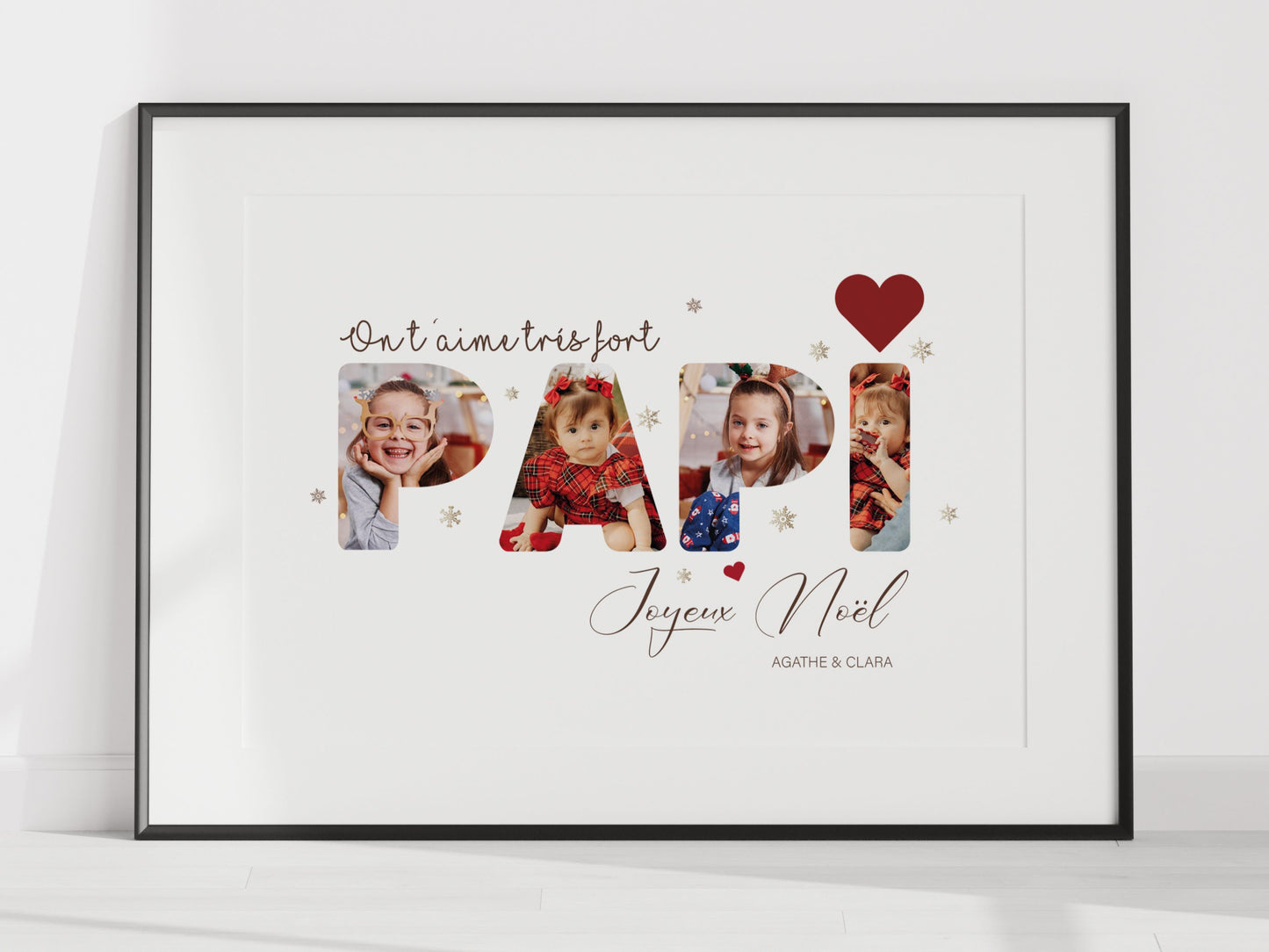 Affiche Personnalisée "Papi" Décor de Noël - Intégrez 5 Photos Personnelles NinsPetitspapiers