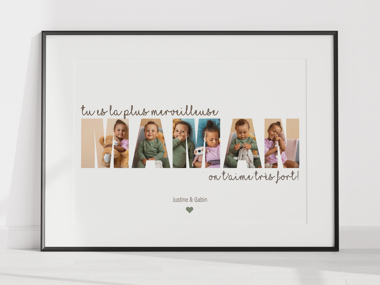 Affiche personnalisée "mot maman" avec vos photos personnelles Ma boutique