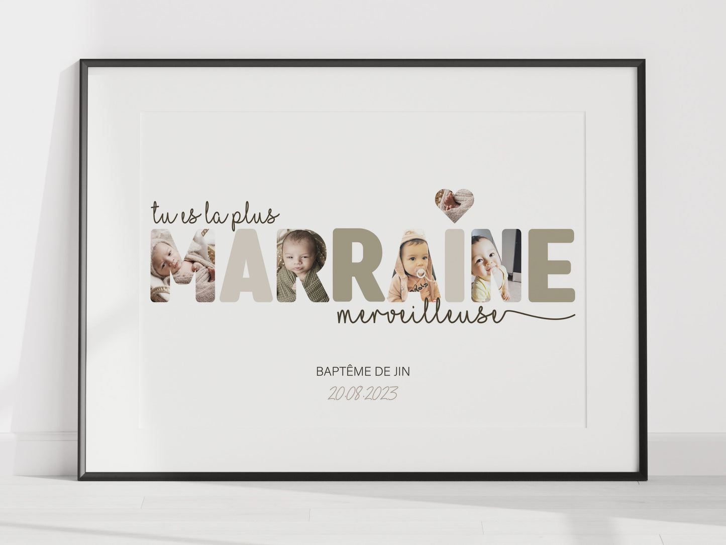 Affiche Personnalisée - Mot Marraine en Photos