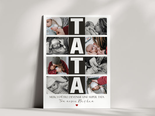 Affiche personnalisée « Super Tata » - Cadeau unique avec photos et texte personnalisé  NinsPetitspapiers