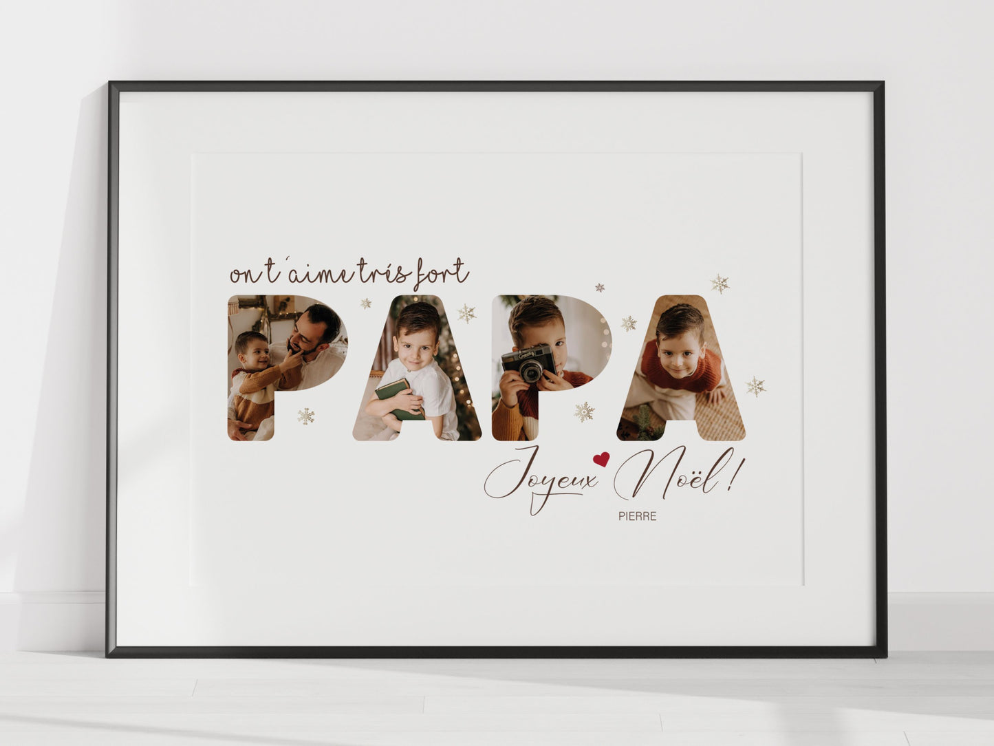Affiche Personnalisée "Papa" Décor de Noël - Intégrez 5 Photos Personnelles NinsPetitspapiers