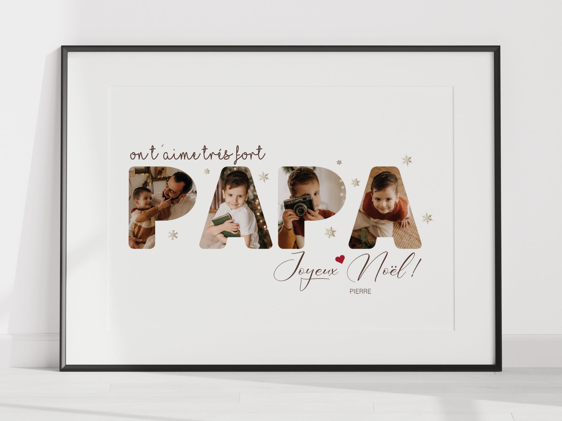 Affiche Personnalisée "Papa" Décor de Noël - Intégrez 5 Photos Personnelles  NinsPetitspapiers