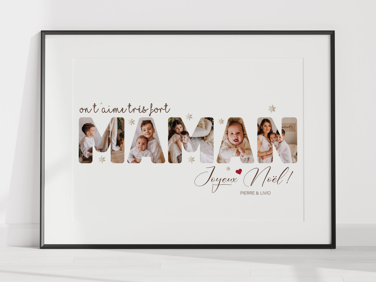 Affiche Personnalisée "Maman" Décor de Noël - Intégrez 5 Photos Personnelles NinsPetitspapiers