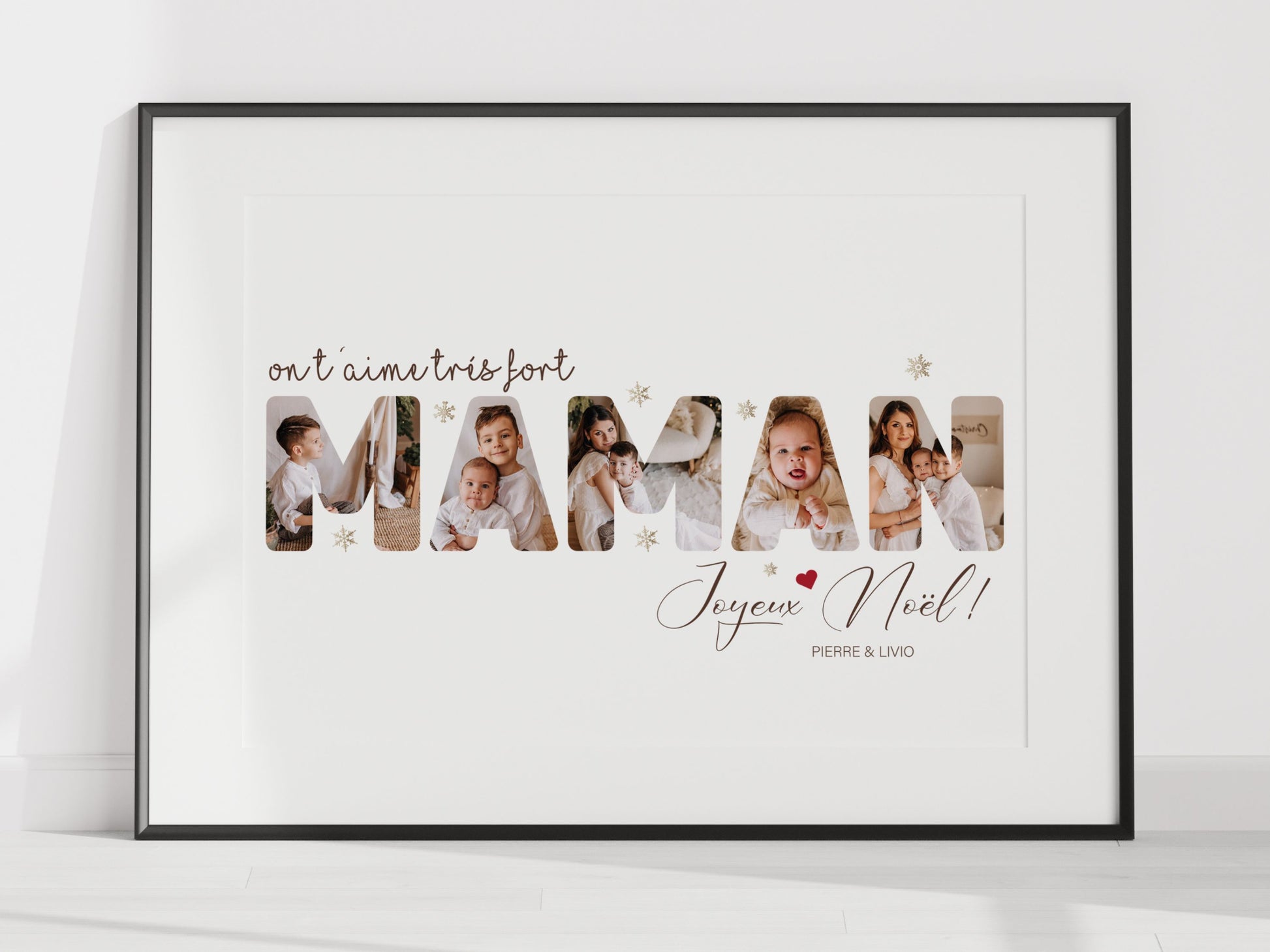 Affiche Personnalisée "Maman" Décor de Noël - Intégrez 5 Photos Personnelles  NinsPetitspapiers