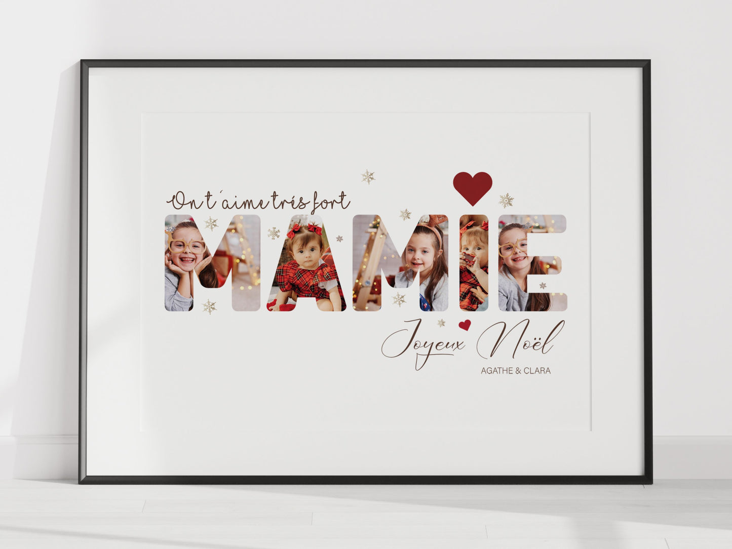 Affiche Personnalisée "Mamie" Décor de Noël - Intégrez 5 Photos Personnelles NinsPetitspapiers