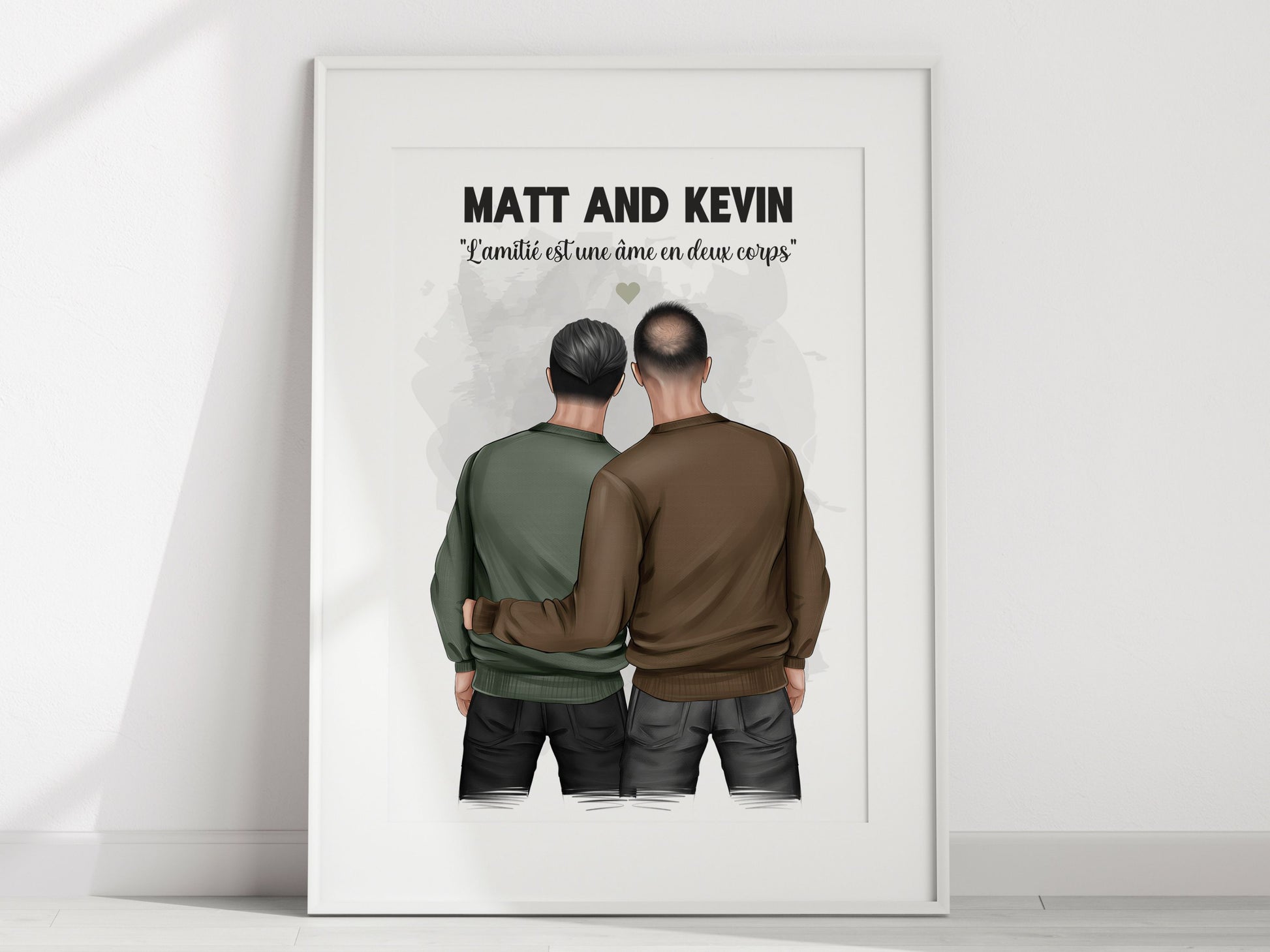 Affiche Personnalisable Couple d'Hommes – Portrait de Dos pour Amis, Frères ou Partenaires  NinsPetitspapiers