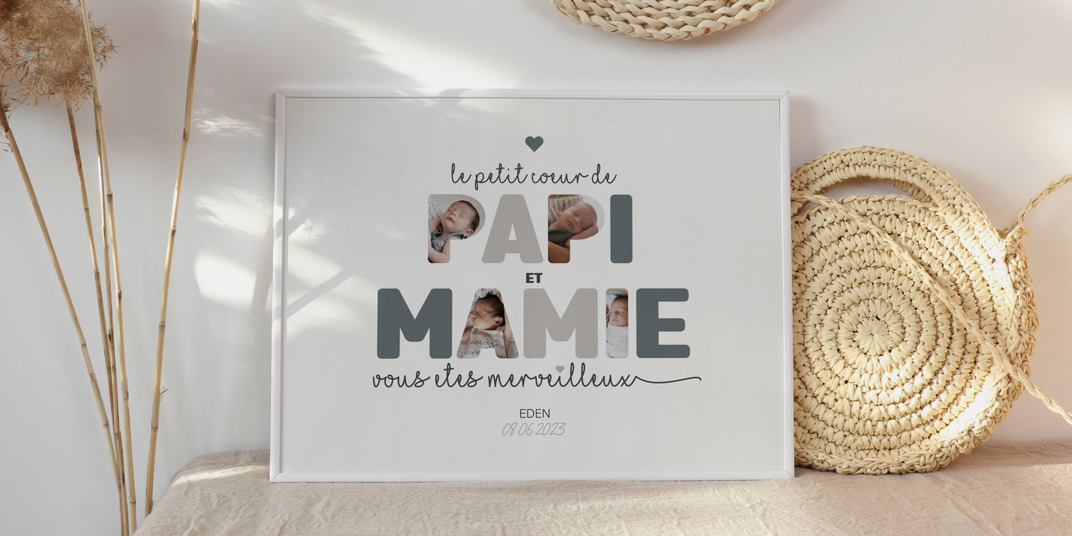 Cadeaux personnalisés pour la Fête des Grands-Mères avec mug et affiche personnalisés
