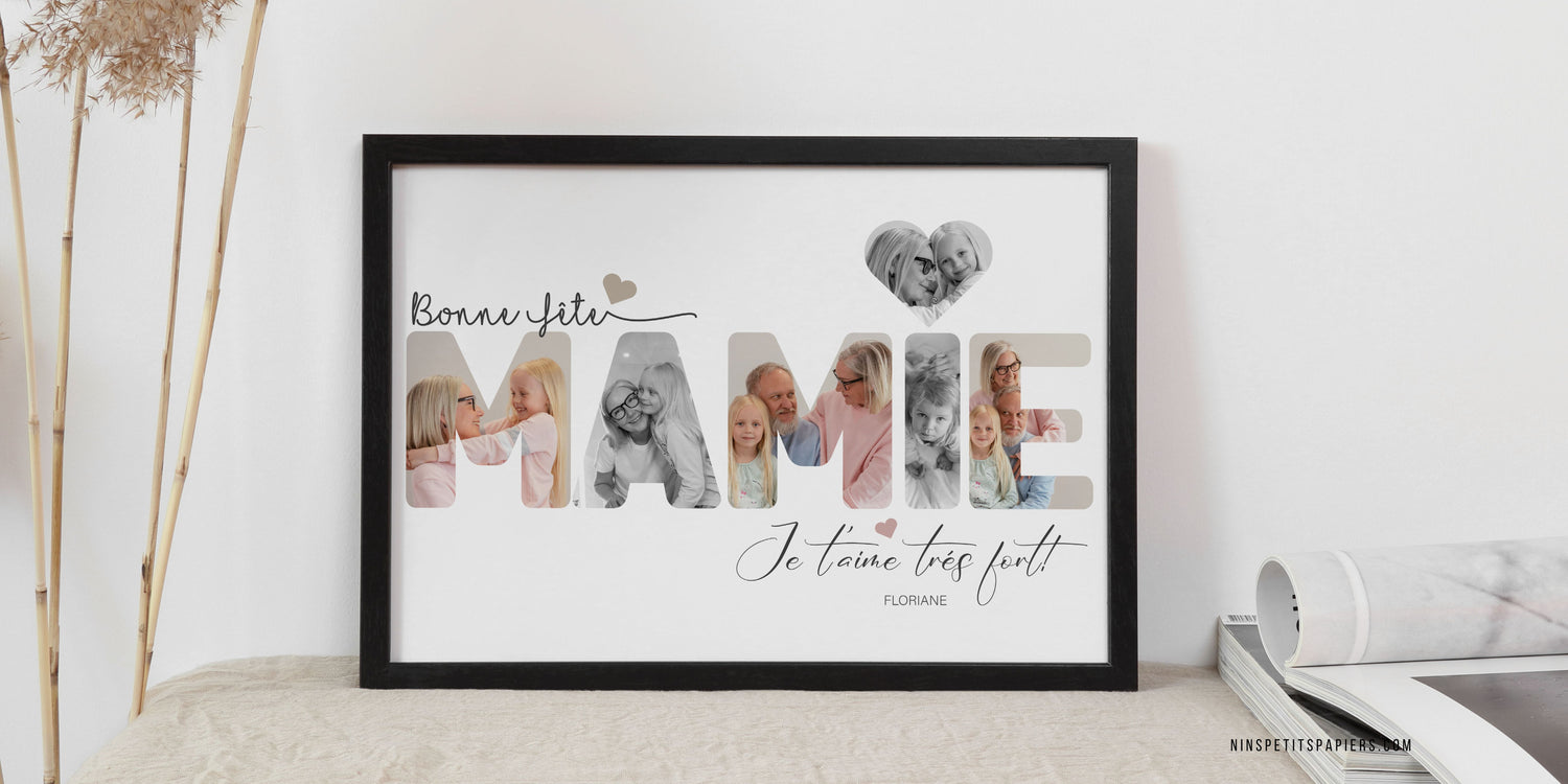 Cadeaux personnalisés pour Mamie avec mug et affiche photo